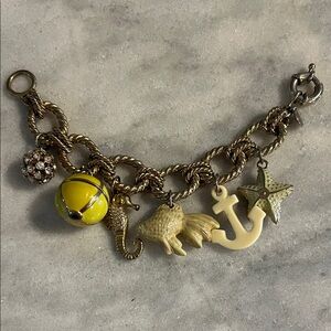 J. Crew Gold Charm Bracelet with Yellow Accents